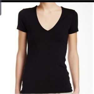 Standard James Perse V-Neck Short Sleeve Shirt Tee Black size Large